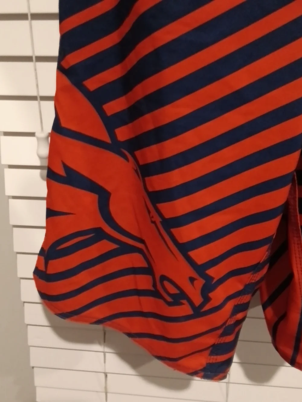 Bronco's Team Apparel Men's Navy and Orange Striped Swim Trunks Size 34